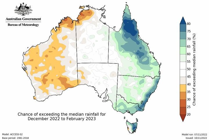 Australia rainfall outlook map