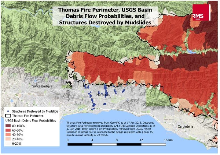 Southern California Thomas Fire Loss Estimate And Mudslide