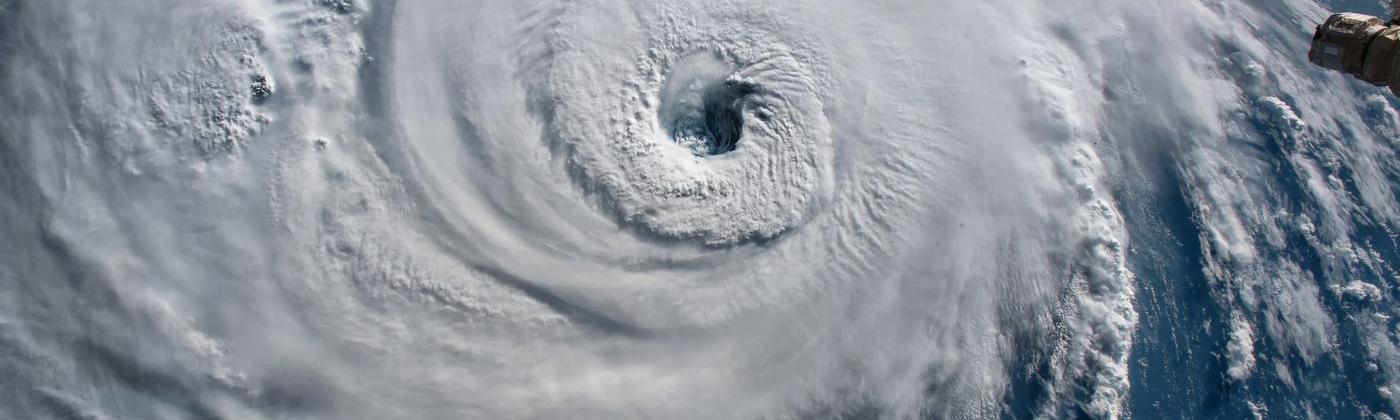 Satellite image of a hurricane approaching North America