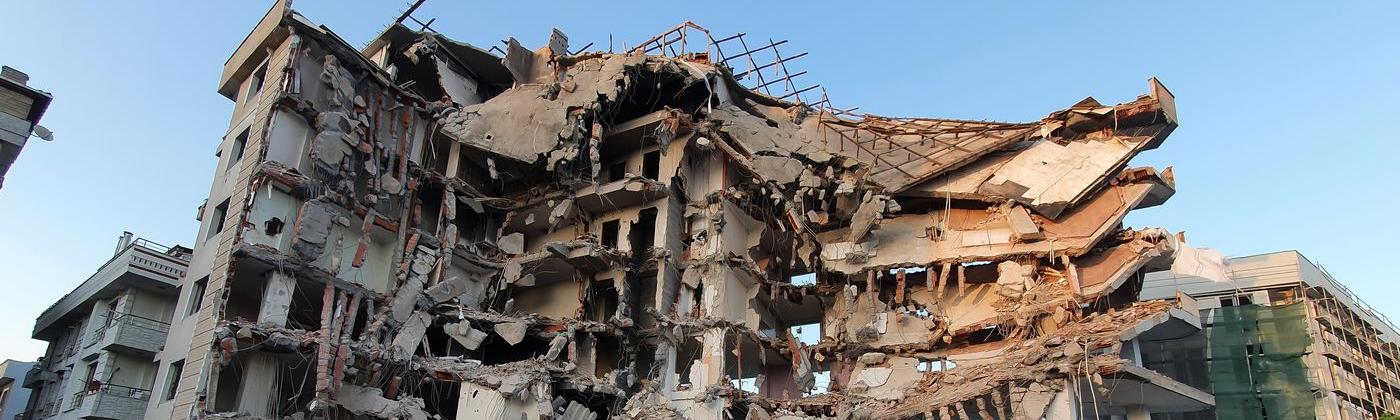 Building destroyed by magnitude 7.8 earthquake that struck the Turkish province of Kahramanmaras